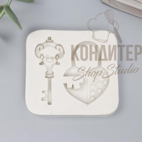 Молд силиконовый Ключик и замочек-сердце 6*6см