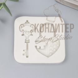 Молд силиконовый Ключик и замочек-сердце 6*6см