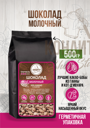 Шоколад Кондитер ShopStudio молочный 40% 500гр