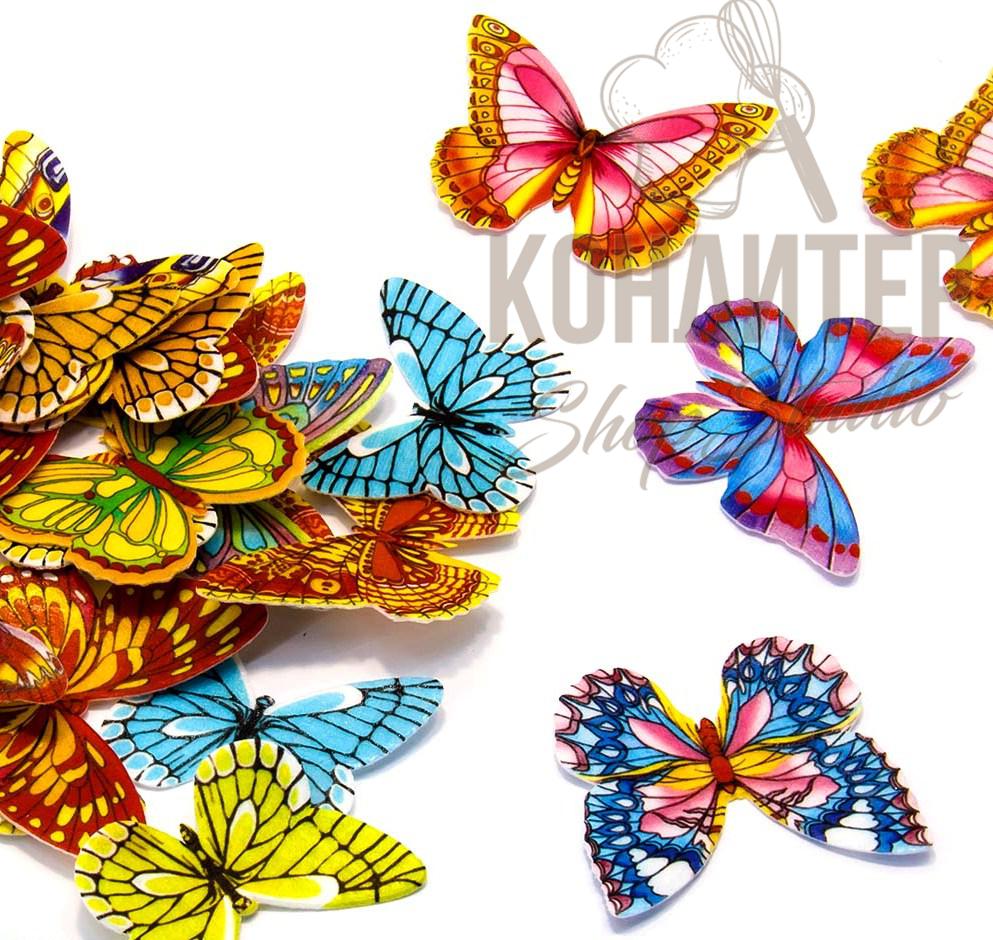 Купить вафельных бабочек. Вафельные бабочки цветные с рисунком 180 шт,микс nk27232. Вафельные бабочки цветные с рисунком 180шт., микс. Бабочки цветные. Вафельные украшения.