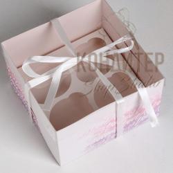 Упаковка на 4 капкейка Love 16*16*10см