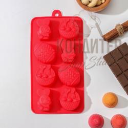 Форма силиконовая для льда и шоколада Пасха 8яч 20,7*10,6*3