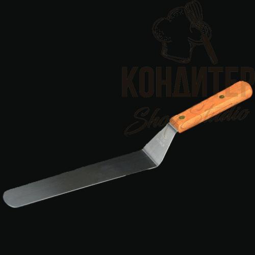 Лопатка - палетка изогнутая с деревянной ручкой, 21 см