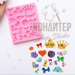 Молд силиконовый Банты и Короны 9,1*8,5