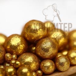 Воздушный рис с глиттером Золото 50гр