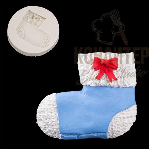 Молд силиконовый Носок с бантиком 8см