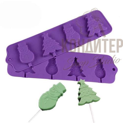 Форма силиконовая для леденцов Новогодняя 36*12 4яч