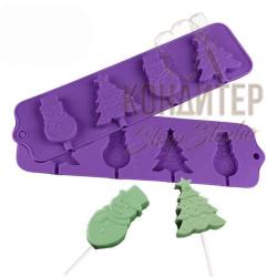 Форма силиконовая для леденцов Новогодняя 36*12 4яч