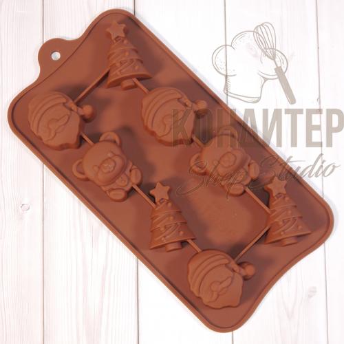 Форма силиконовая для льда и шоколада Новогодняя 20*10 8ячеек