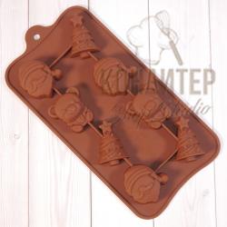 Форма силиконовая для льда и шоколада Новогодняя 20*10 8ячеек