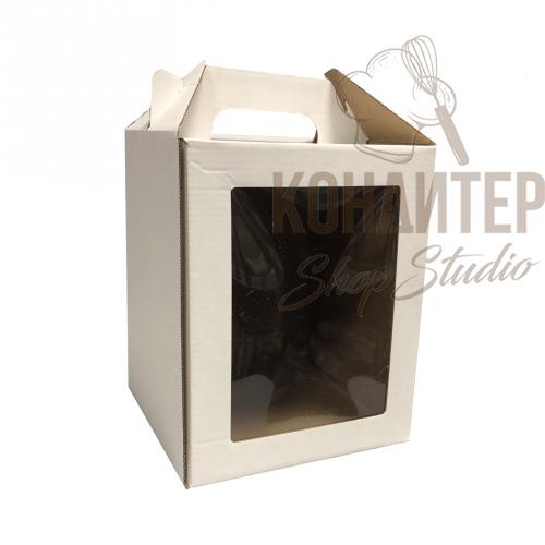 Коробка для торта 12*12*16 пряничный домик