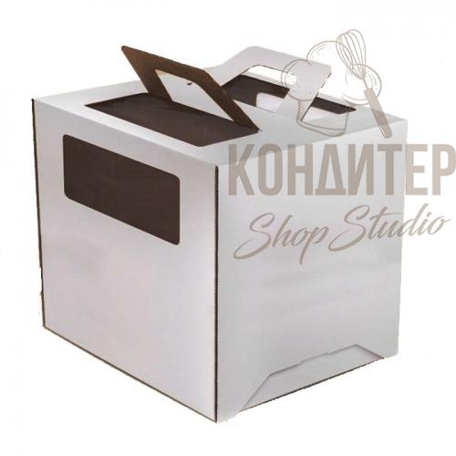 коробка для торта 22*22*24 с окном и ручками