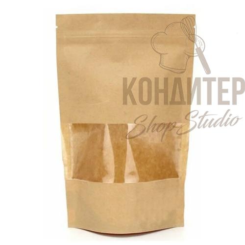 Крафт Пакет упаковочный дой пак с окном 150*105
