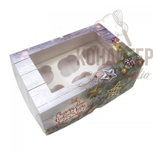 Упаковка на 6 капкейка С Новым Годом