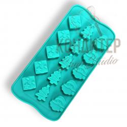 Форма силиконовая для льда и шоколада Новогодняя 15яч