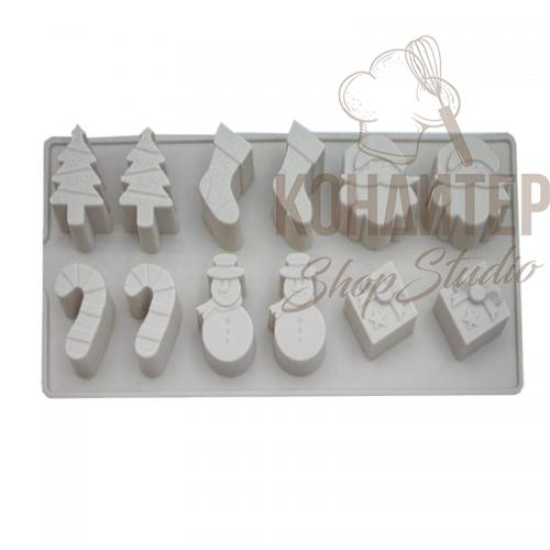 Форма силиконовая для льда и шоколада Ассорти 12яч