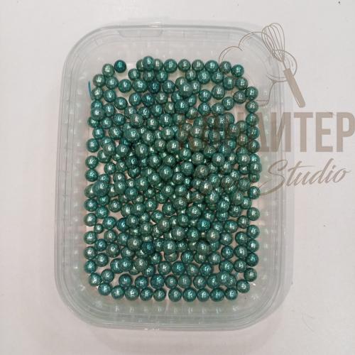 Декор сахарный голубой хром 6мм 50гр