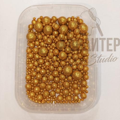 Декор воздушный рис желтое золото 50гр