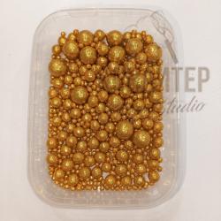 Декор воздушный рис желтое золото 50гр