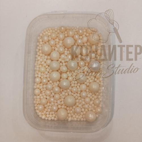 Декор воздушный рис белый глянцевый 50гр