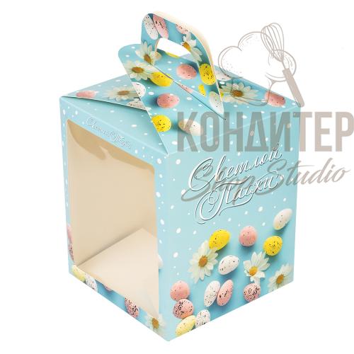 Коробка для кулича голубая 15*15*18