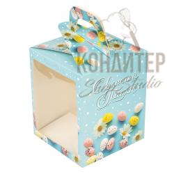 Коробка для кулича голубая 15*15*18