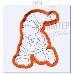 Вырубка + трафарет "Дед Мороз с подарком"