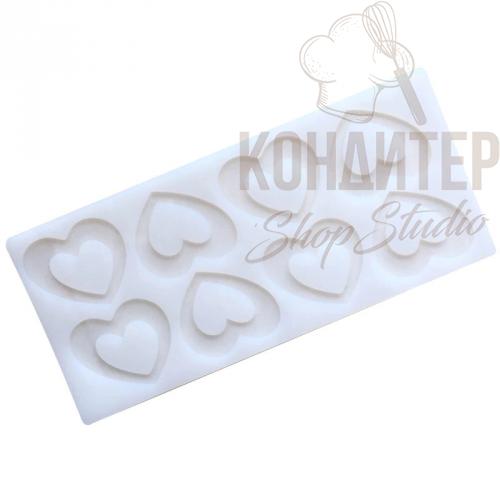 Мат силиконовый Сердца 11*24см 8яч