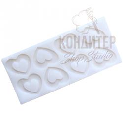 Мат силиконовый Сердца 11*24см 8яч