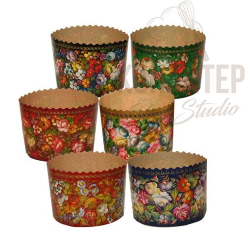 Форма бумажная для кулича 13*10 см ( 500 грамм) 10 штук расцветки различные