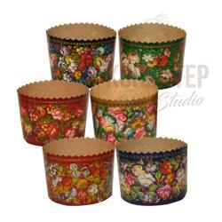 Форма бумажная для кулича 13*10 см ( 500 грамм) 10 штук расцветки различные