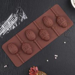 Форма для леденцов "Пасхальный кролик" 6 ячеек