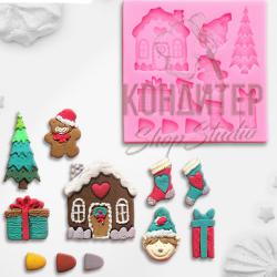 молд "Новогодние элементы" 8,3*8,3 см